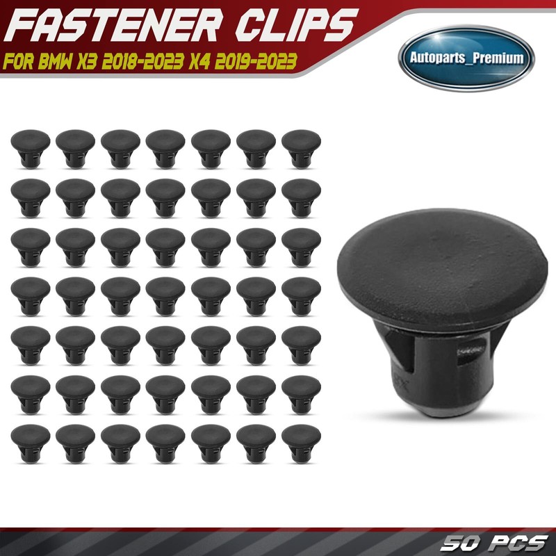 50Pcs 8mm Nylon Black Tailgate Trim Mounting Clip for BMW X3 2018-2023 X4 19-23