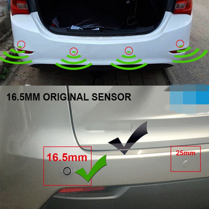 4 Sensors Parking Sensor Car Backup Reverse Radar System Alarm Kit 16mm White gallery