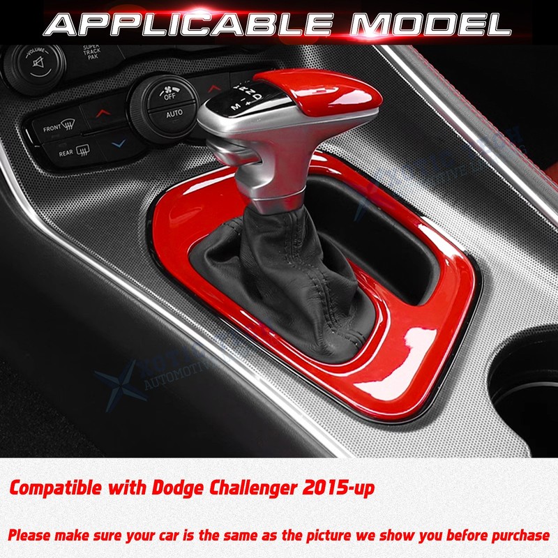 Glossy Red Center Console Gear Shift Decor Cover Trim For Dodge Challenger 2015+ gallery