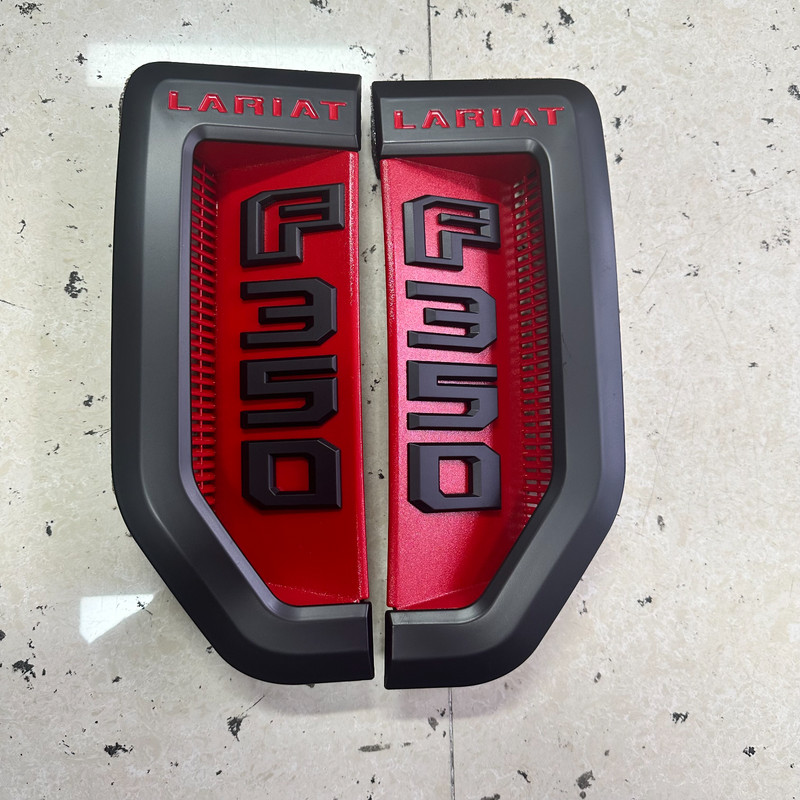 DRIVER &PASSANGER Side Emblems Red Black Badges For 2017-2022 F350Lariat gallery