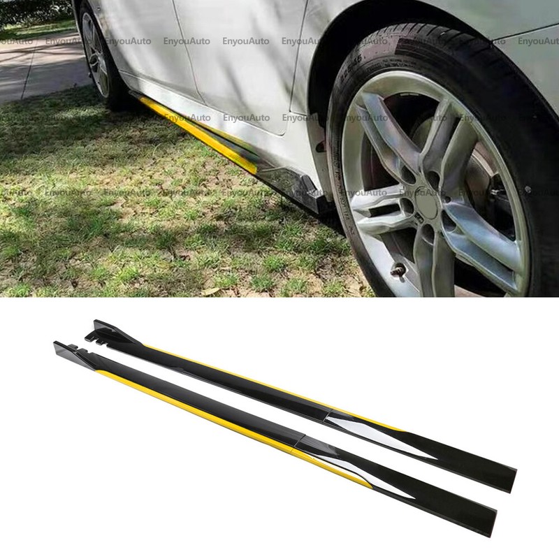 86″ Side Skirt Extension Rocker Panel Splitter For Jaguar F-Type Black Yellow