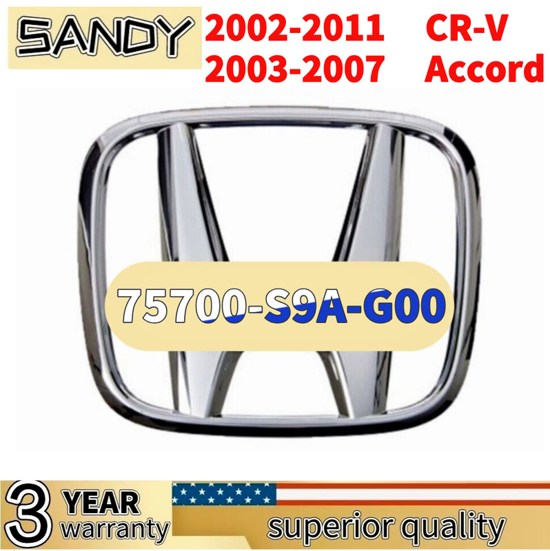 Front Grille Emblem 75700-S9A-G00 For Honda Accord 2003-2007 CR-V 2002-2011