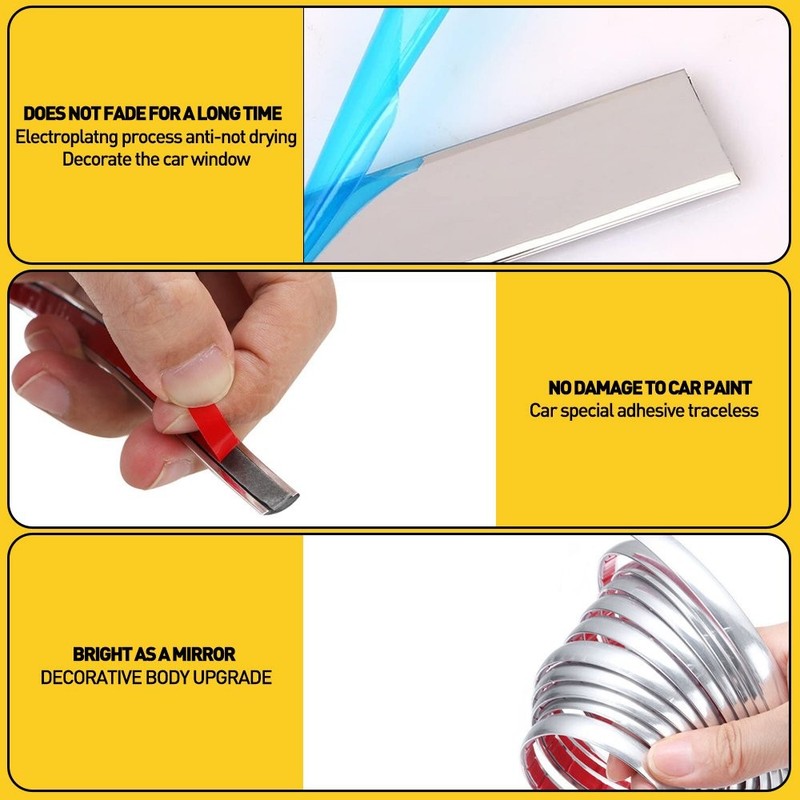 Chrome Trim Molding Strip Car Door Window Bumper Side Trime Protector 25ft 10mm gallery