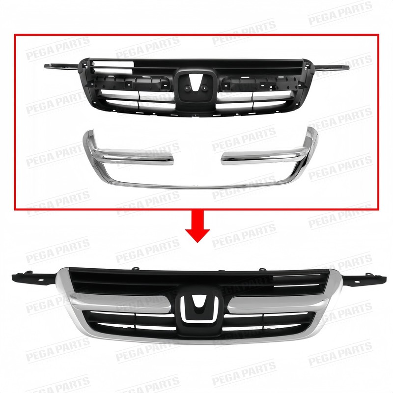 Front Bumper Grille Grille Assembly w/Chrome Trim For 2002-2004 Honda CR-V CRV gallery