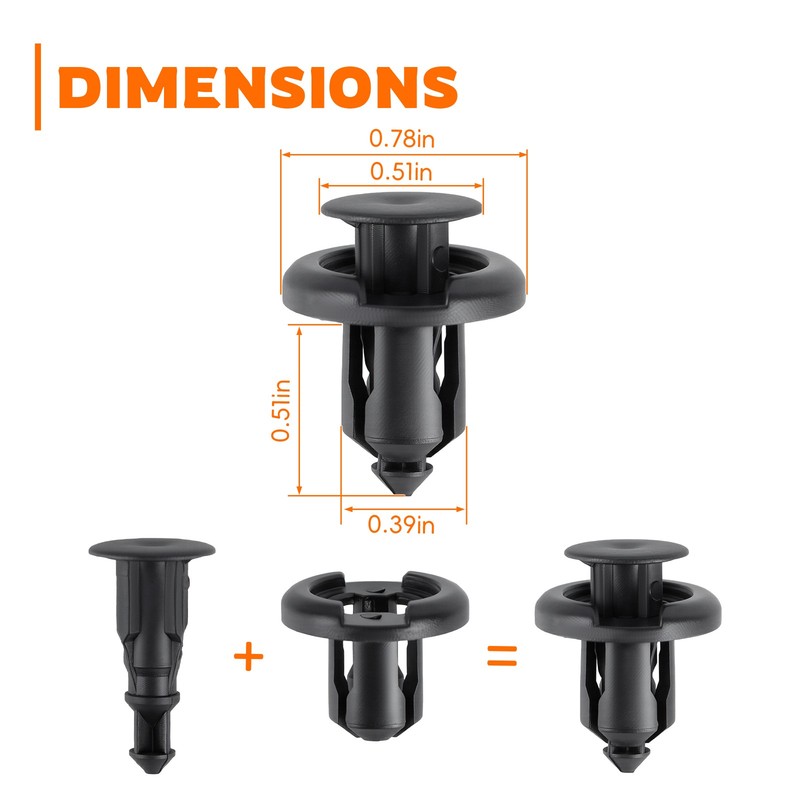 50 Pcs Plastic Nylon Screw Fender Rivet Fastener Bumper Clip Retainer For Honda gallery