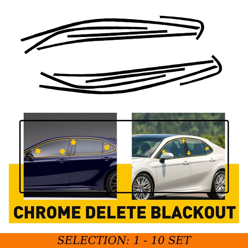 1-10Set Chrome Delete Sticker For Toyota Camry 2018-2024 Gloss Black Window Trim