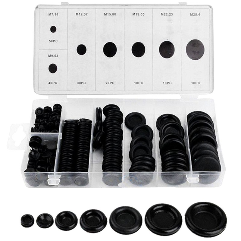 Car Rubber Grommet Firewall Hole Plug Set Electrical Wiring Gasket Kit 7 Sizes
