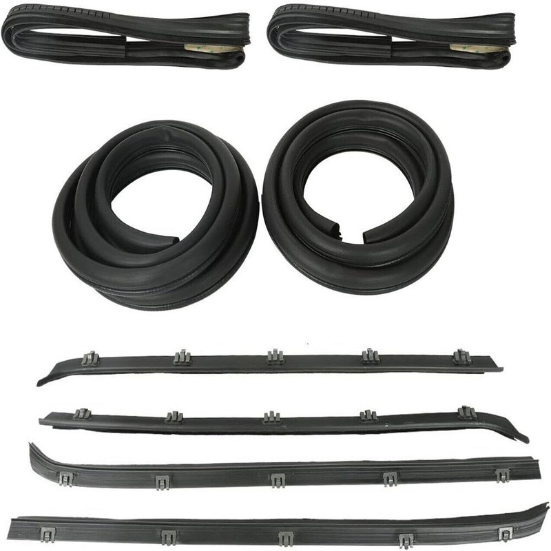 Front Door Window Run Sweep Felts Weatherstrip Seals Kit for Chevy GMC Truck