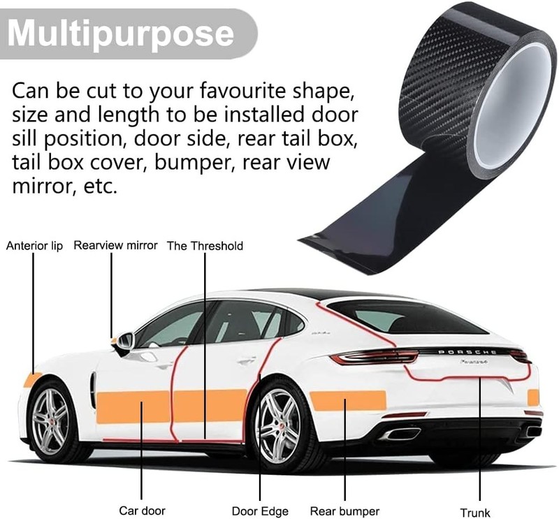 Carbon Fiber Vinyl Car Door Sill Scuff Cover Plate Sticker For Dodge Accessories gallery