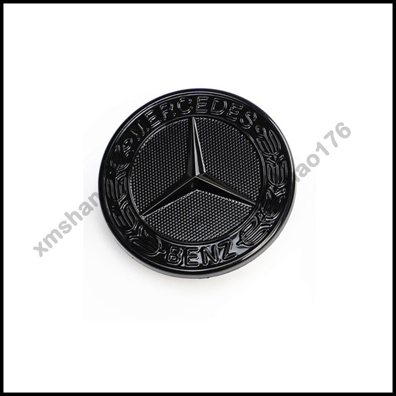 Glossy Black57mm Flat Hood Ornament Badge Emblem For Mercedes Benz C-class W205 gallery