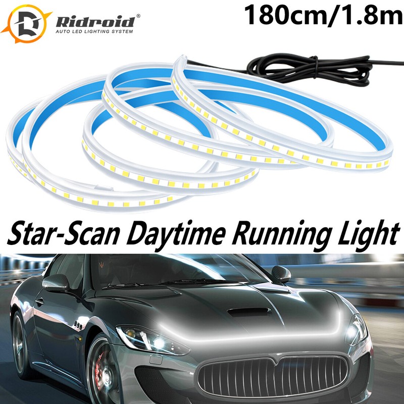 White 180cm Flexible Car Hood Day Running LED Light Strip Accessories Decor Lamp