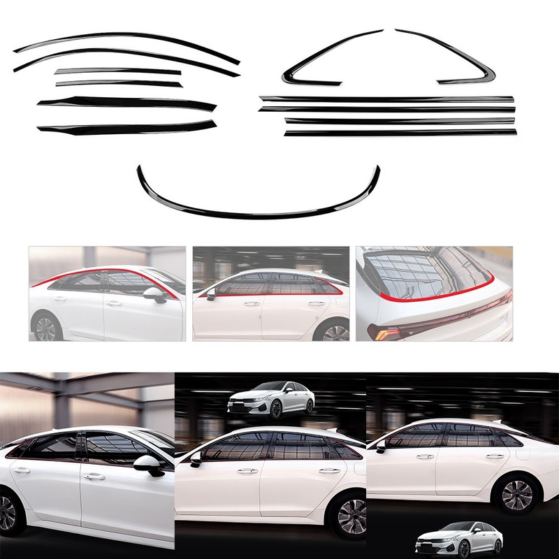 13Pcs / Set Black Tuning Window Decorative Strip Cover Trim For KIA K5 2021-2026