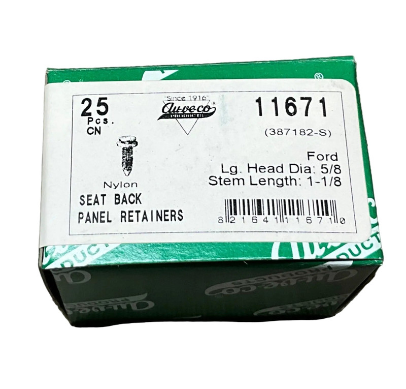 25 Seat Back Panel Retainers Auveco 11671 Ford : 387182-S From 1977 - On gallery