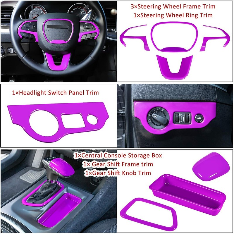 for Dodge Charger 2015-2021 20PCS Purple Full Set Interior Decoration Trim Kit gallery