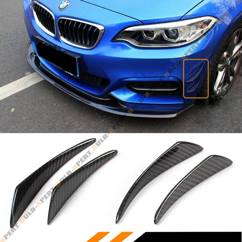 For BMW 4 Pcs Set JDM Real Carbon Fiber Bumper Fender Side Shark Fins Canards