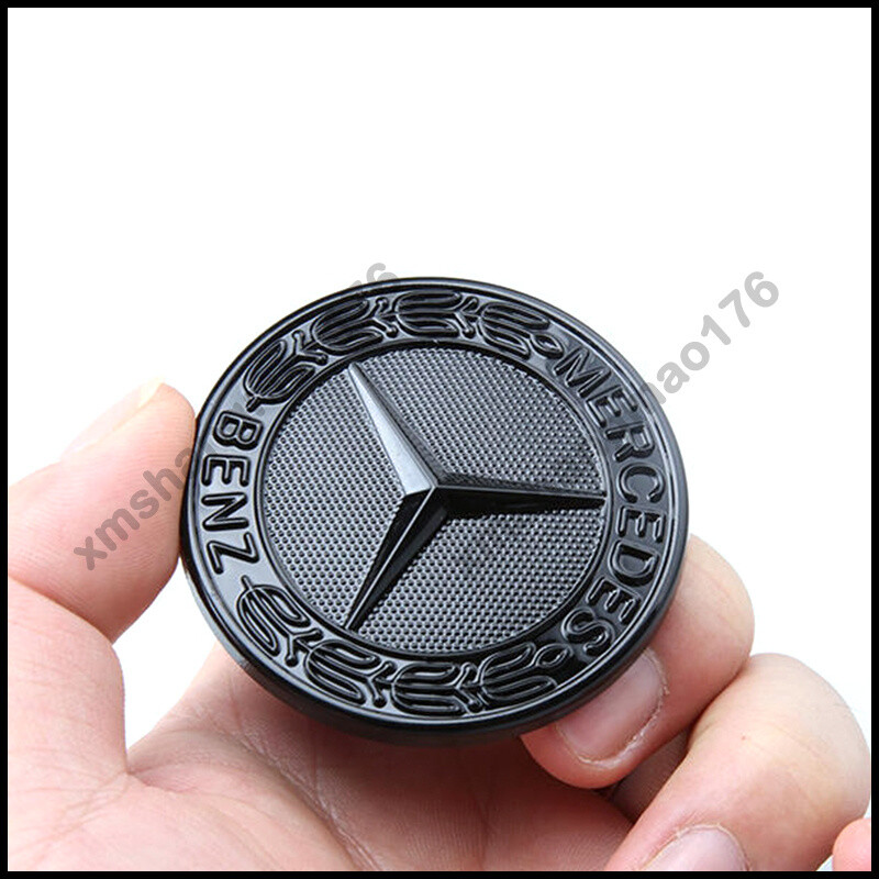 Glossy Black57mm Flat Hood Ornament Badge Emblem For Mercedes Benz C-class W205