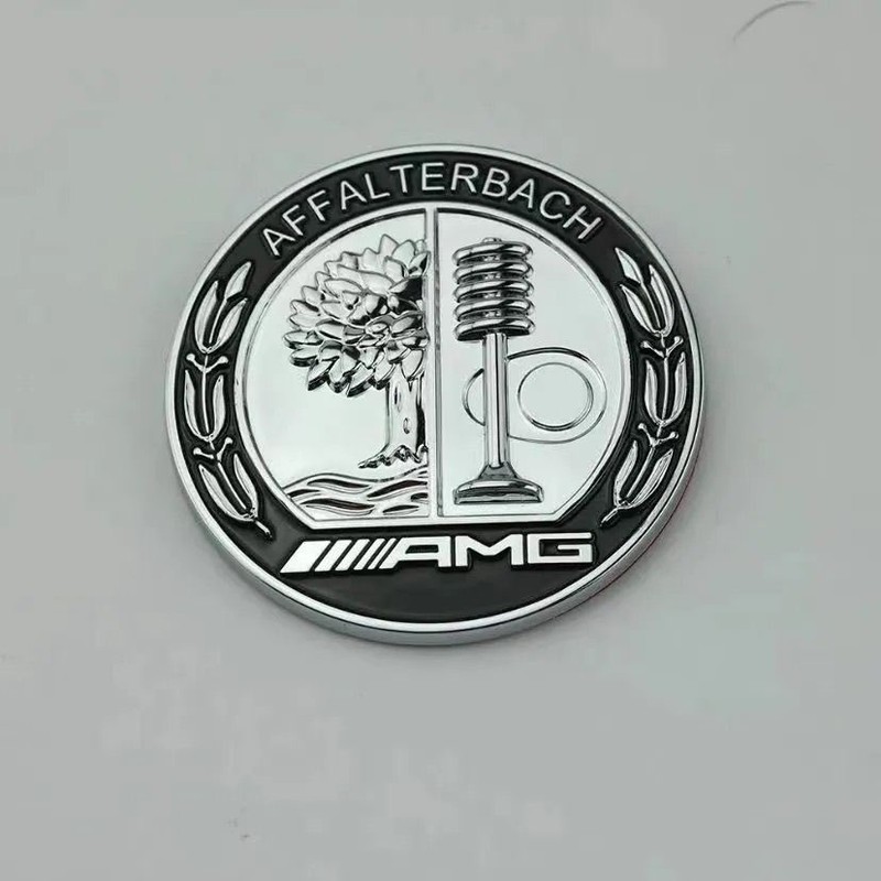 Front Hood 3D Round Emblem 57mm silver Apple Tree Flat Paste Badge Decal For AMG gallery