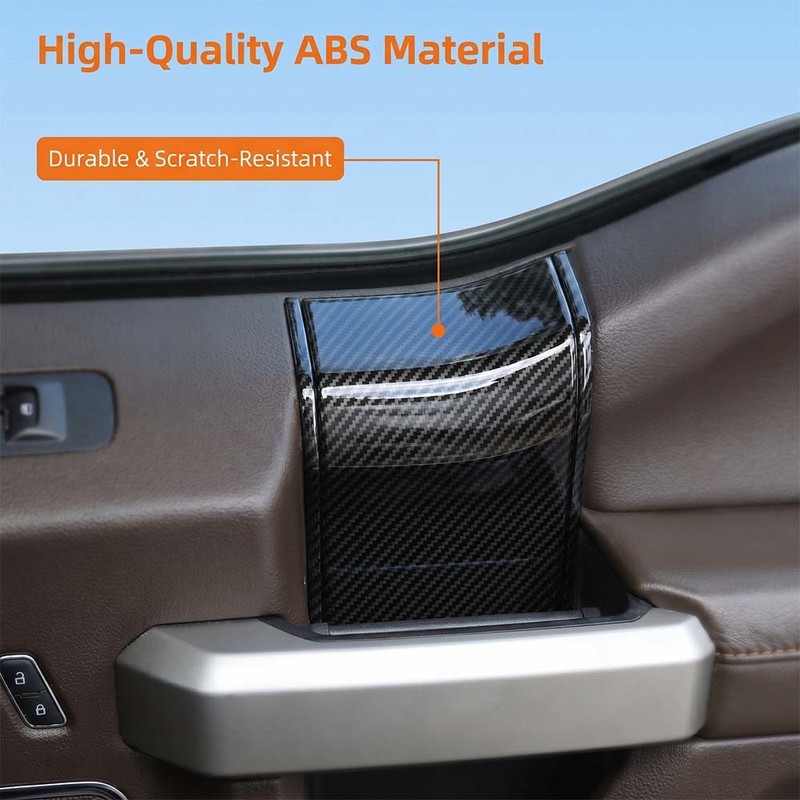 Interior Door Handle Panel Cover Top Trim Bezel For Ford F150 2015+Carbon Fiber gallery