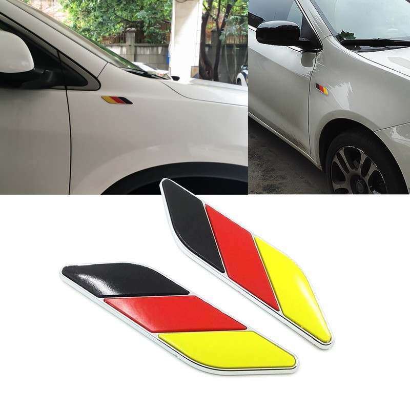4.3"x1.1" 3D Aluminum Germany Flag Badge Fender Trim Emblem Stickers Universal