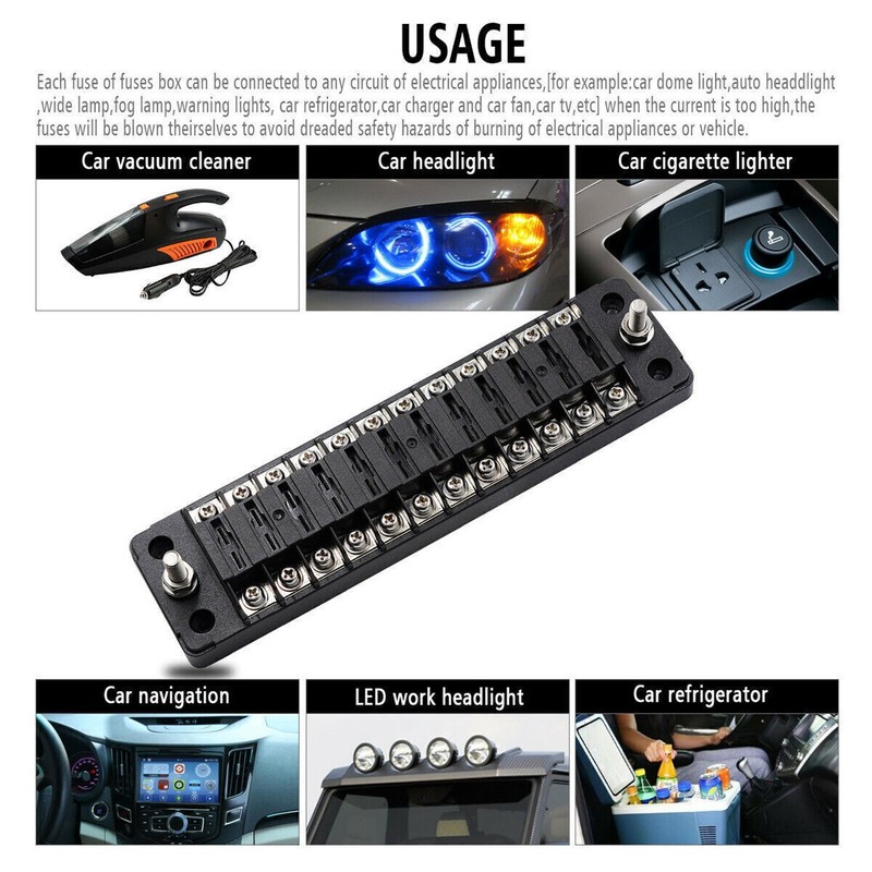 DC 12V-32V 12 Way Waterproof Blade Fuse Box Block Fit For Car Truck Marine gallery
