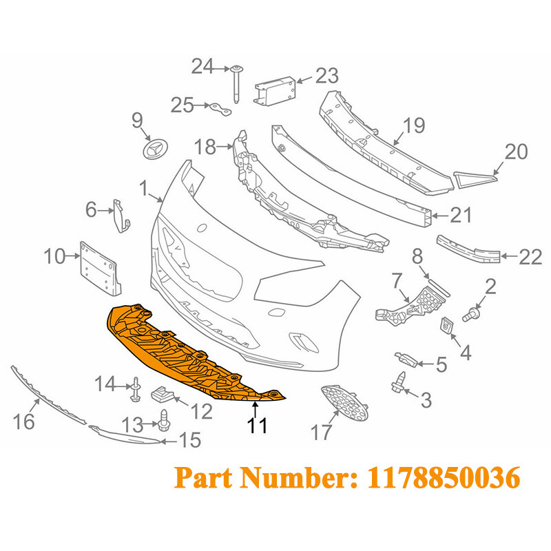 Fit For CLA250 2014-2019 1178850036 Front Bumper Splash Shield Guard Under Cover gallery