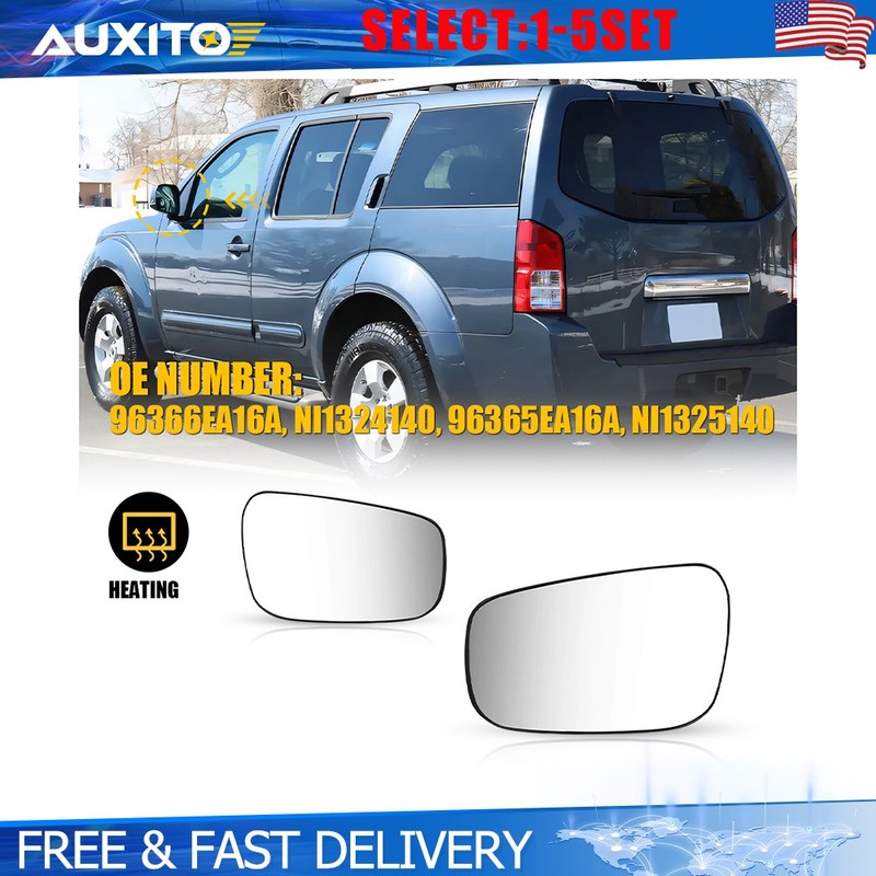 Mirror Glass with Heated Blind Spot Left/ Right for 05-23 Nissan Frontier 2-10X