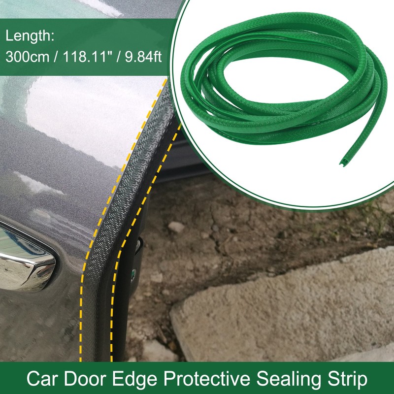 Universal Car Door Edge Protective Sealing Strip U-Type 9.84ft 300cm PVC Green