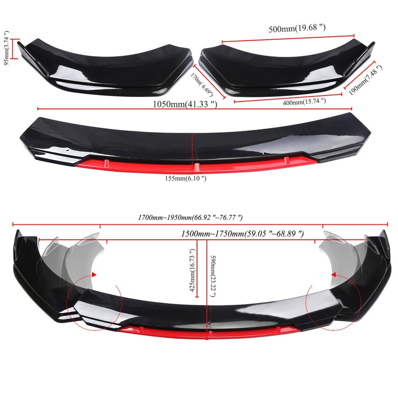 For Mini Cooper Front Bumper Lip Splitter Spoiler Body Kit Black+Red gallery