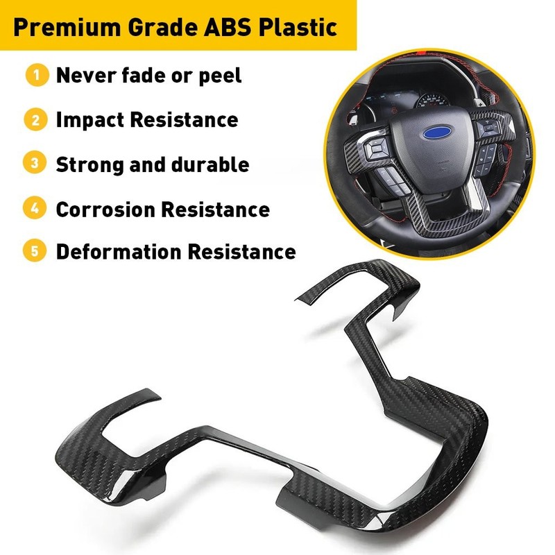 Carbon Fiber Interior Steering Wheel Moulding Trim For 15-2023 Ford F150 EOU gallery