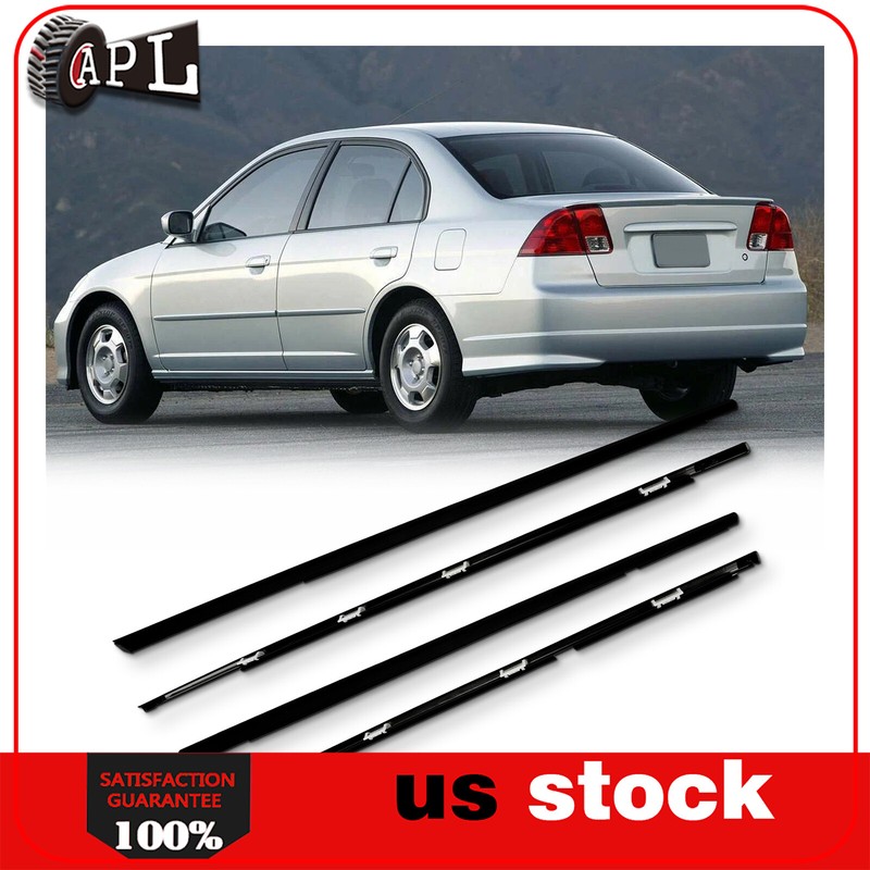 4PC For 1995-2002 Toyota For Corolla Weatherstrip Window Moulding Trim Seal Belt