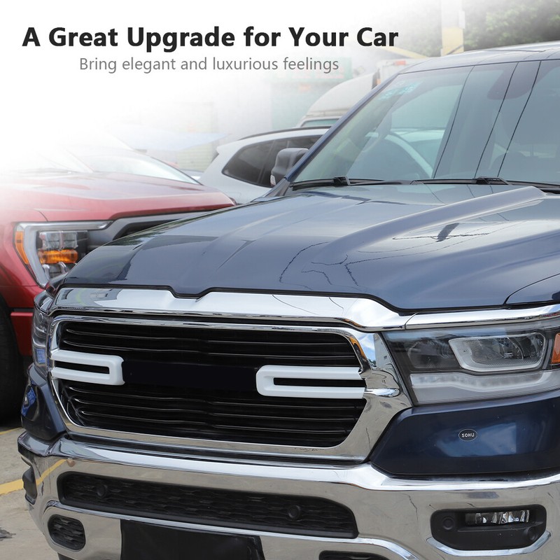 2x Front Grille Cover Trim Decor For Dodge Ram 1500 2500 3500 2019-2022 White gallery