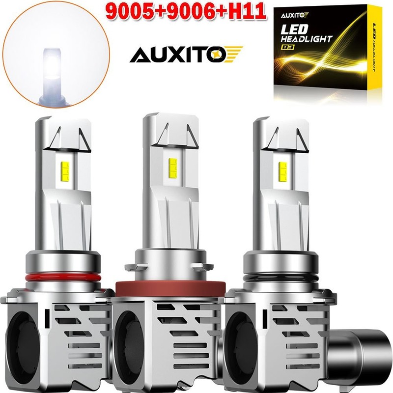 6x AUXITO H11 9005 9006 LED Fog Headlight Light Kit 36000LM Canbus High Low Beam