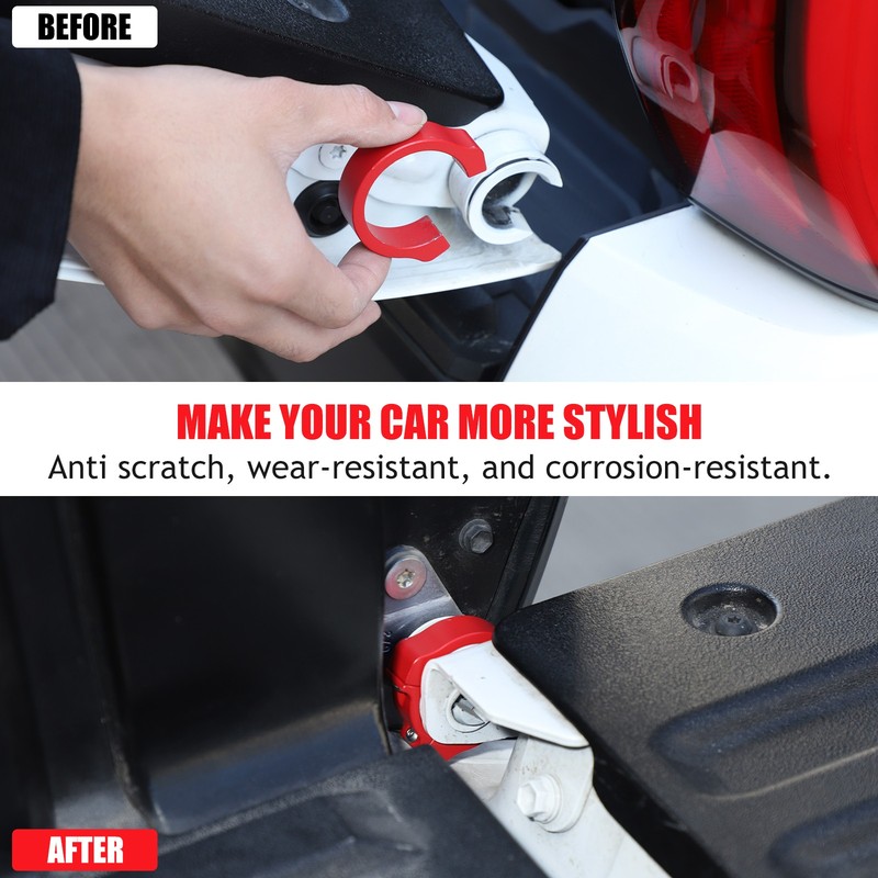 Red Aluminum Tailgate Anti-theft Ring Trim For Toyota Tundra 2022+ US gallery