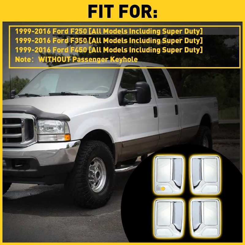 Fit 1999-2014 2015 F250-F550 Crew Cab FORD 2016 CHROME Door Handle COVERS gallery