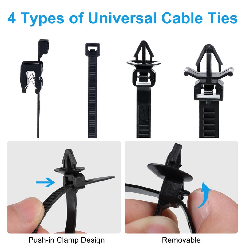 200pcs Wire Harness Clip Assortment 15 Sizes Nylon Cable Ties & Retainers for GM gallery