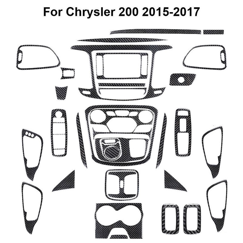 35Pcs Carbon Fiber Full Interior Kit Cover Trim For Chrysler 200 2015-2017