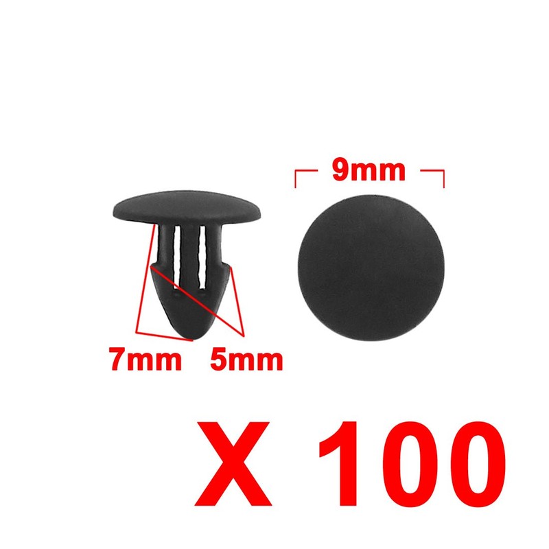 100Pcs 5mm Hole Door Trim Fender Clips Push in Plastic Rivets Fasteners for Car