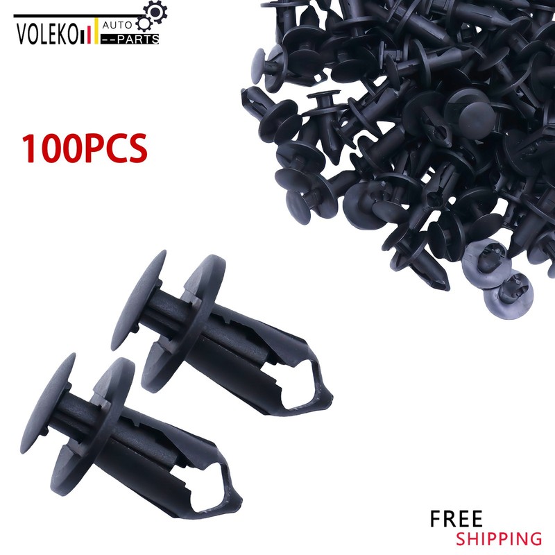 100Pcs Car Clips Fit 8mm Hole Bumper Retainer Rivets Fastener Fender Push Pins