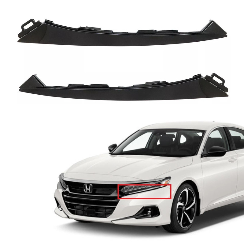 For 2021-2022 Honda Accord Left Right Front Headlight Lower Molding Trim Gloss