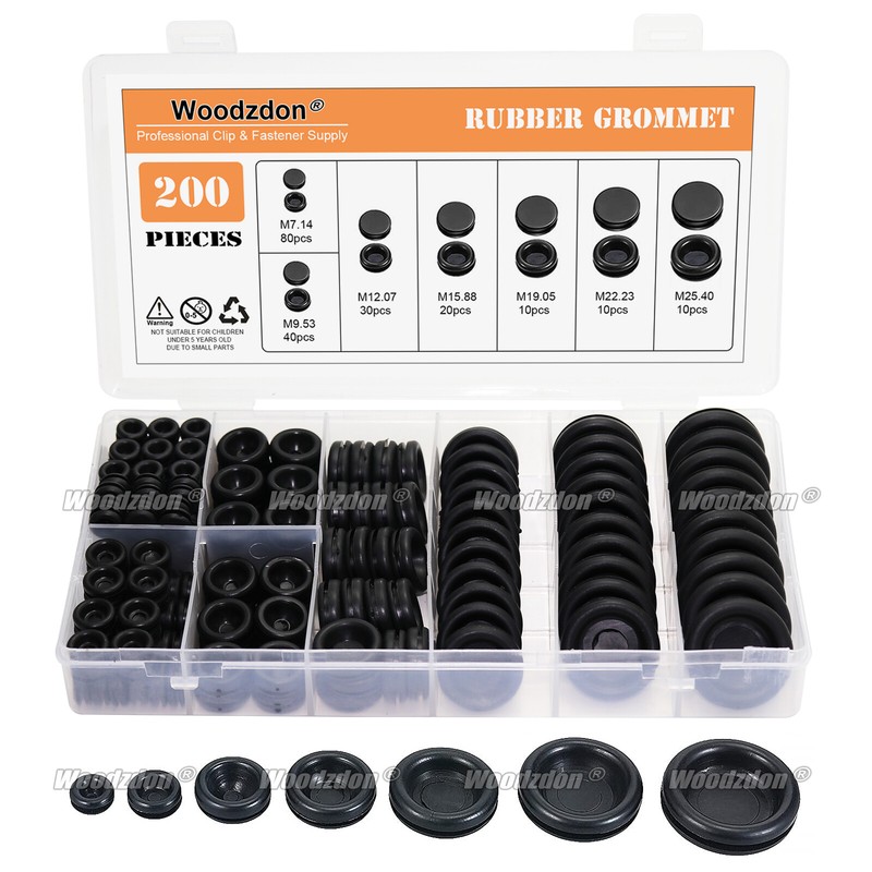 200pcs Rubber Grommet Assortment Sheet Metal Auto Body Cable Wire Hole Plug Kit
