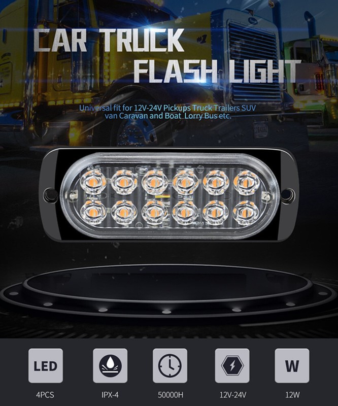 Waterproof 12LED 36W Strobe Light Car Motorcycle Emergency Warning Lights 12-24V gallery