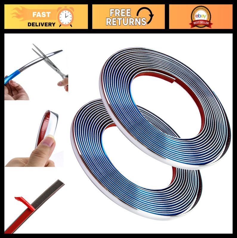 Automotive Chrome Trim Molding 2 Pack 1/2″ Wide 26FT DIY Car/Truck Decoration St