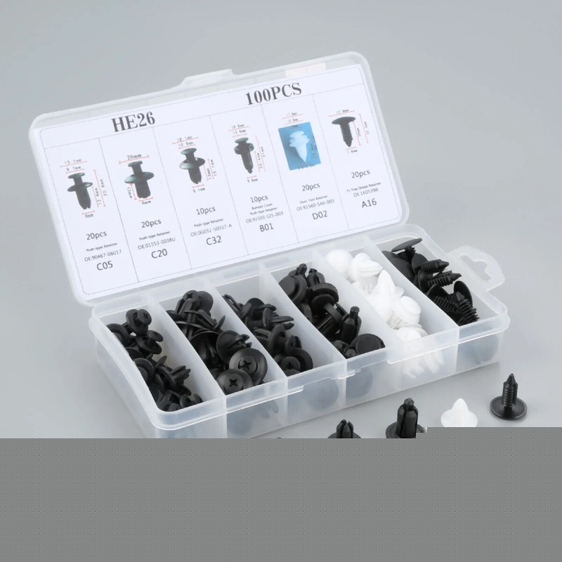 100pc Fasteners Trim Panel Clips Bumper Fender Push Pin Rivets Parts Accessories