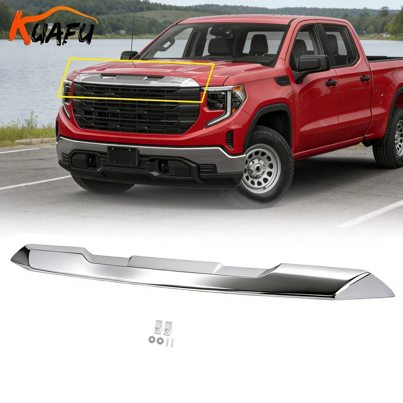 Fits 2022-2024 GMC Sierra 1500 Front Upper Grille Hood Molding Trim Chrome New