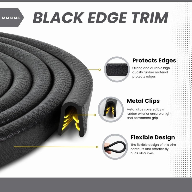 Edge Trim Black Large, Fits Edge 1/4 Inch, Length 10 Feet 3.05 Meter gallery