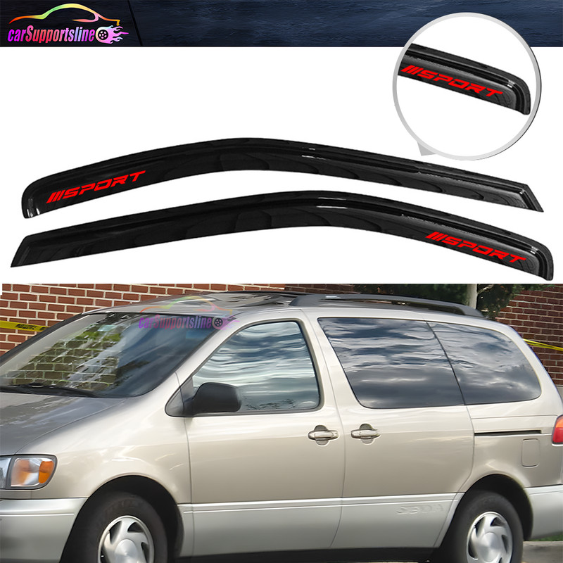Fit for 98-03 Toyota Sienna Window Visor Rain Guard Shade 2pcs w/ Red SPORT