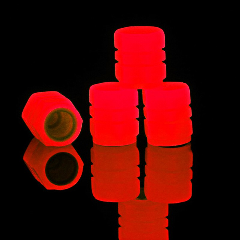 4Pcs Glowing in Dark Fluorescent Car Tire Valve Caps Rim Stem Cover Accessories gallery