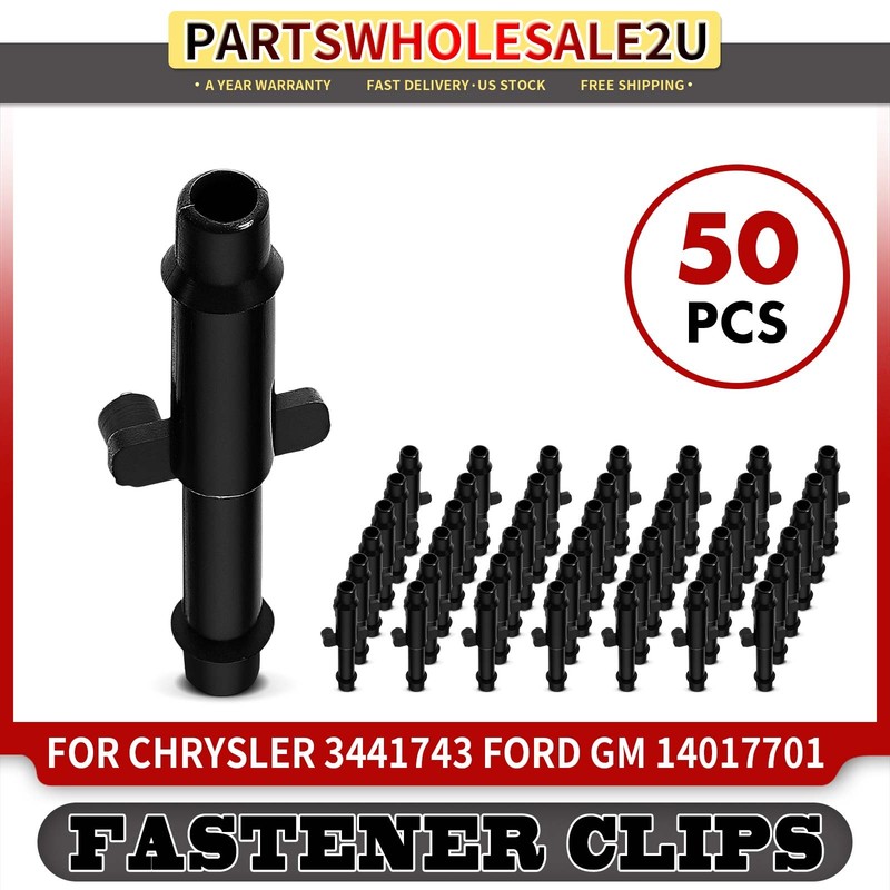50Pcs 1/8 in. x 3/16 in. Straight Connector Retainers Clips for Chrysler Ford GM