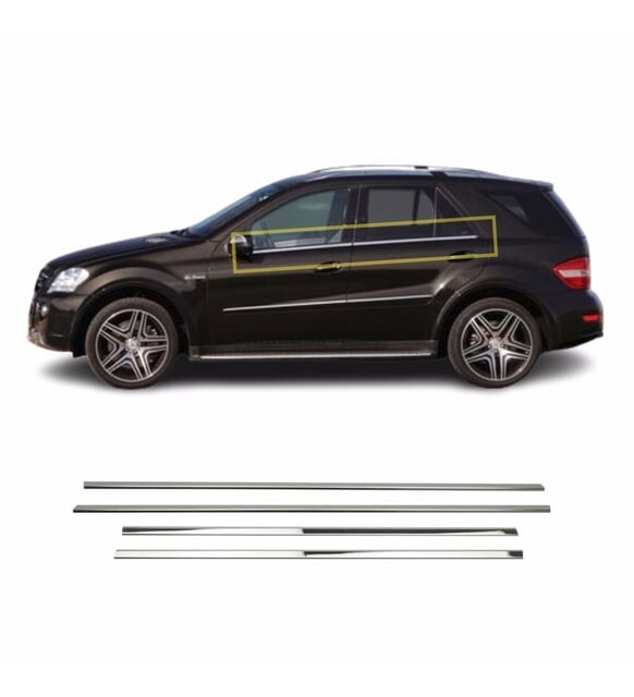 For Mercedes M Class ML W164 2005-2011 Window Molding Trim Streamer S. Steel 4x