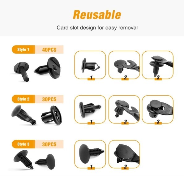 200pcs Universal Car Fender Clips Plastic Push Bumper Retainer Rivet Fastener Ki gallery